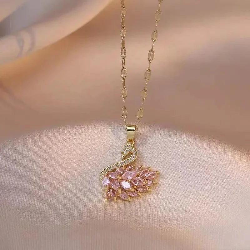 Full Crystal Pink Pendant Necklace