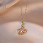 Full Crystal Pink Pendant Necklace