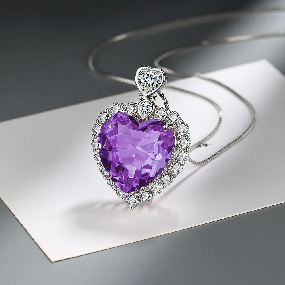 Sterling Silver Purple Pendant Necklace