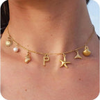 Gold Letter Copper Pendant Necklace