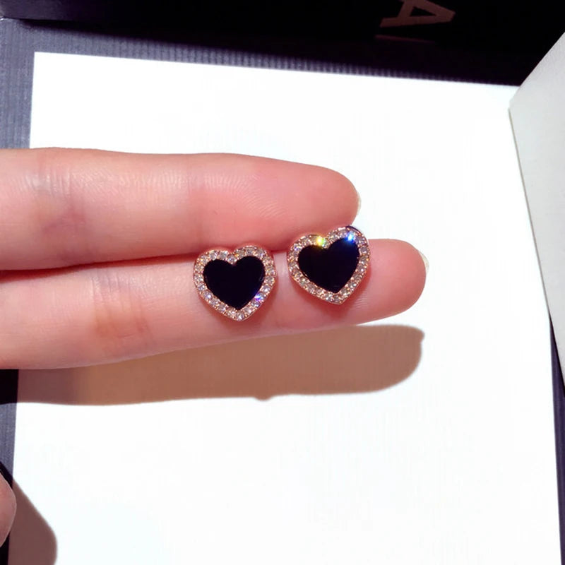 Zircon Black Love Earrings