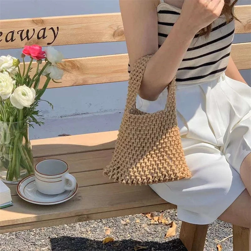 Hollow-Out Woven Shoulder Bag