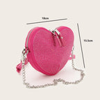 Pink Heart-Shaped Diamond Crossbody Bag