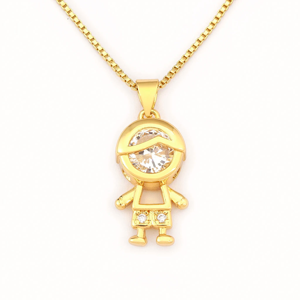 Son Daughter Zircon Pendant Necklace