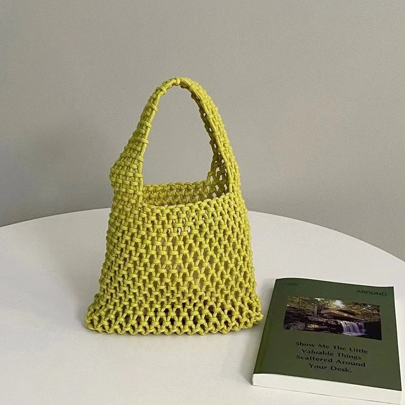 Hollow-Out Woven Shoulder Bag