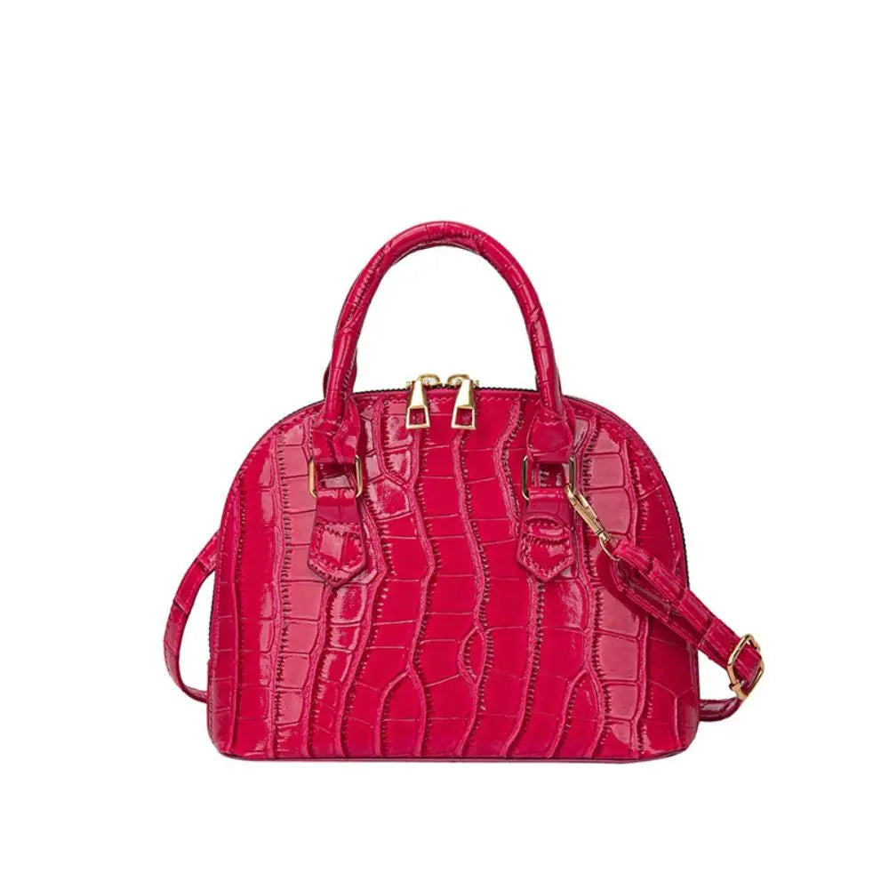 Crocodile-Pattern PU Shell Bag