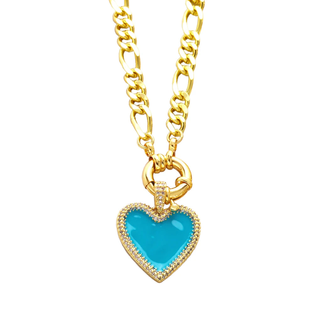 Copper Zircon Colorful Pendant Necklace