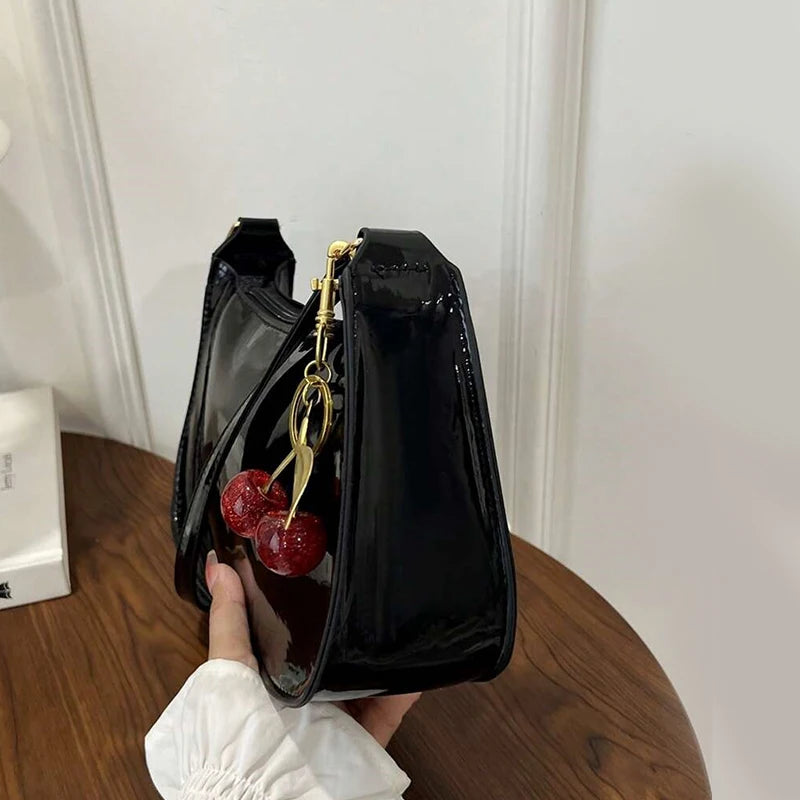 Cherry Pendant Flap Shoulder Bag