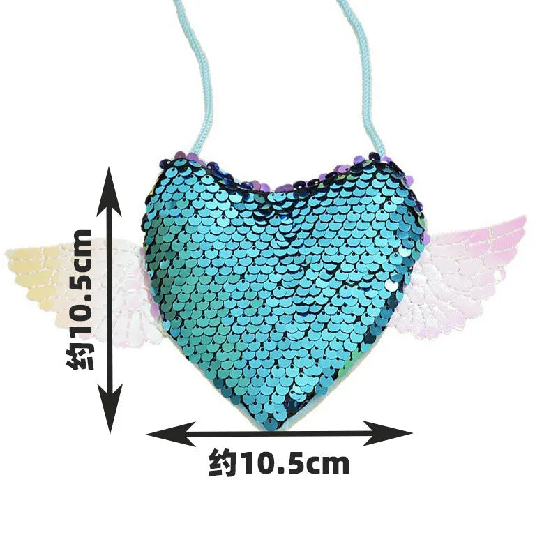 Sequin Heart Coin Shoulder Purse