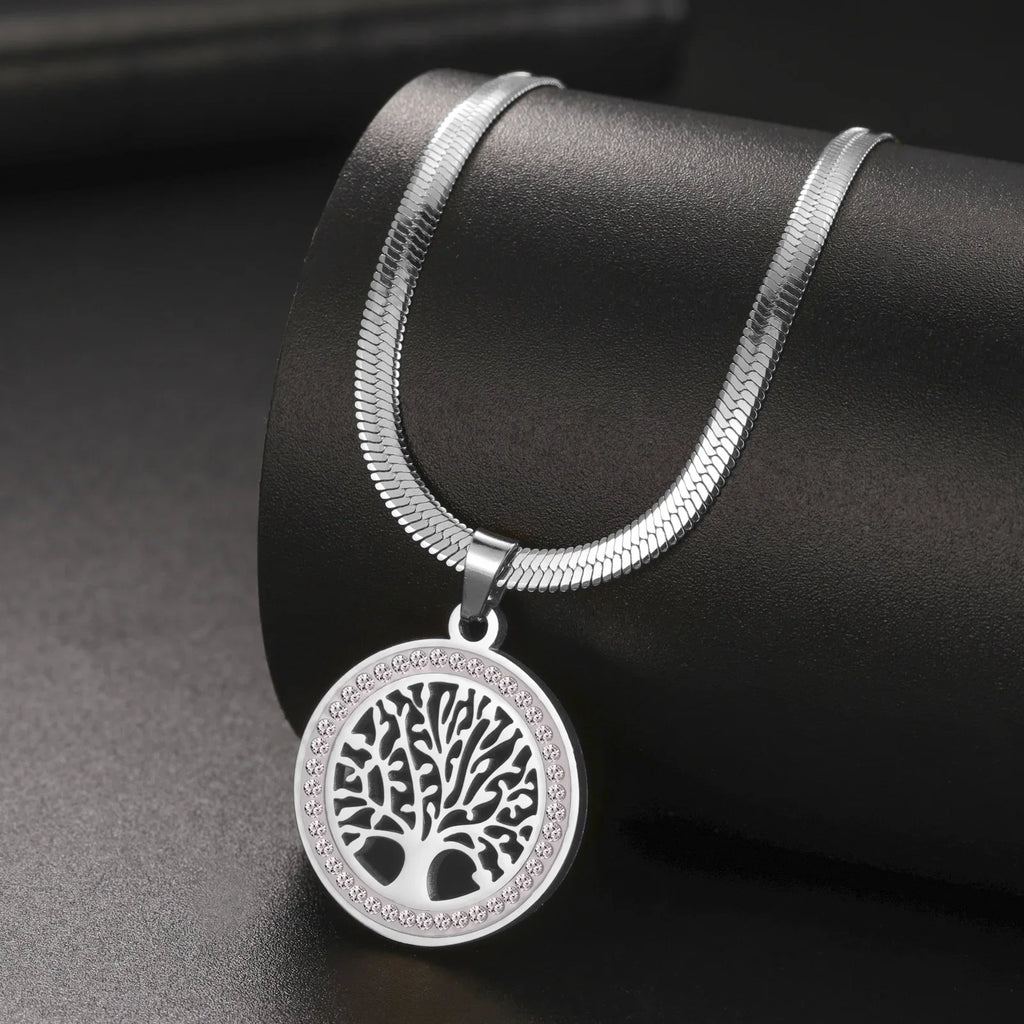 Tree Life Rhinestone Pendant Necklace