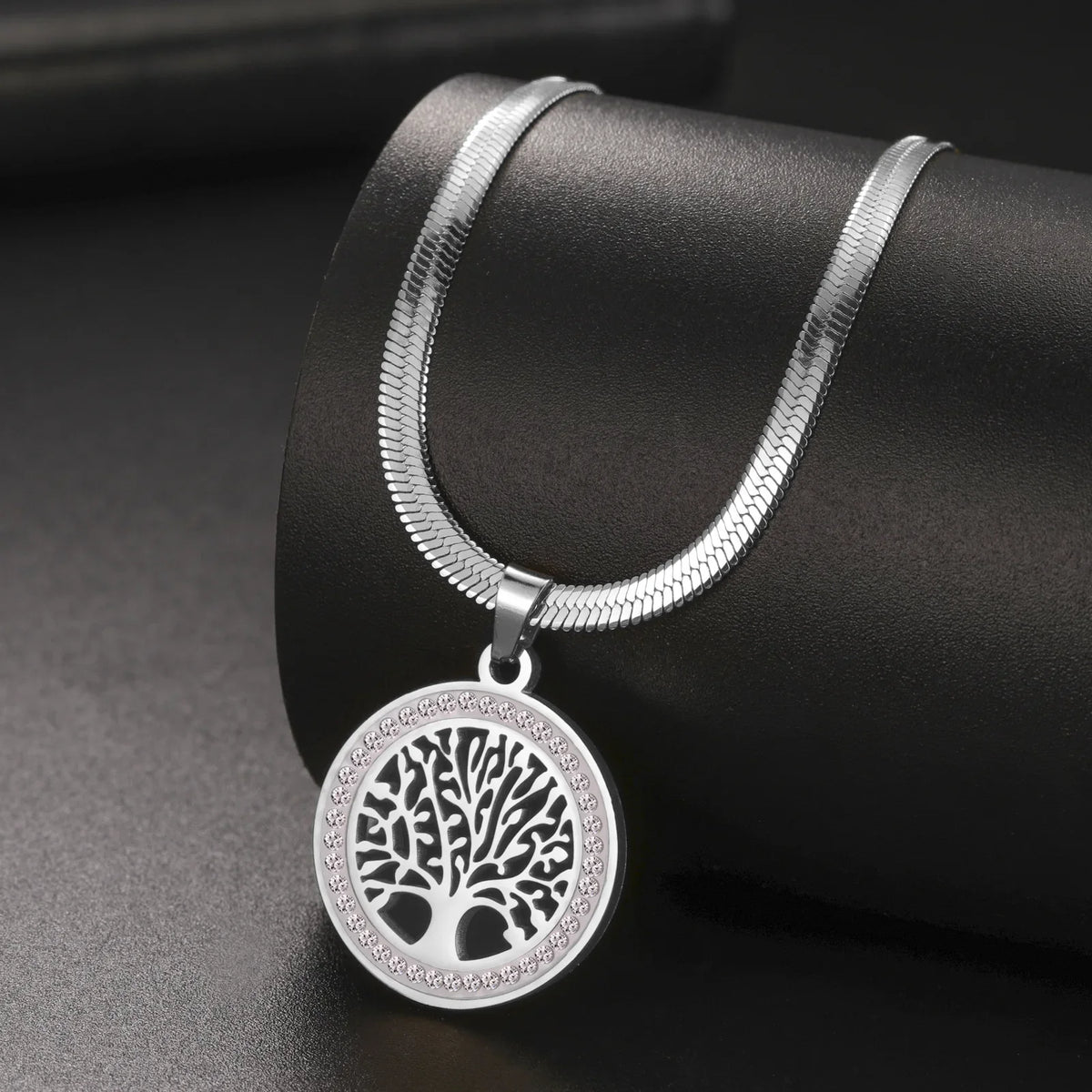 Tree Life Rhinestone Pendant Necklace