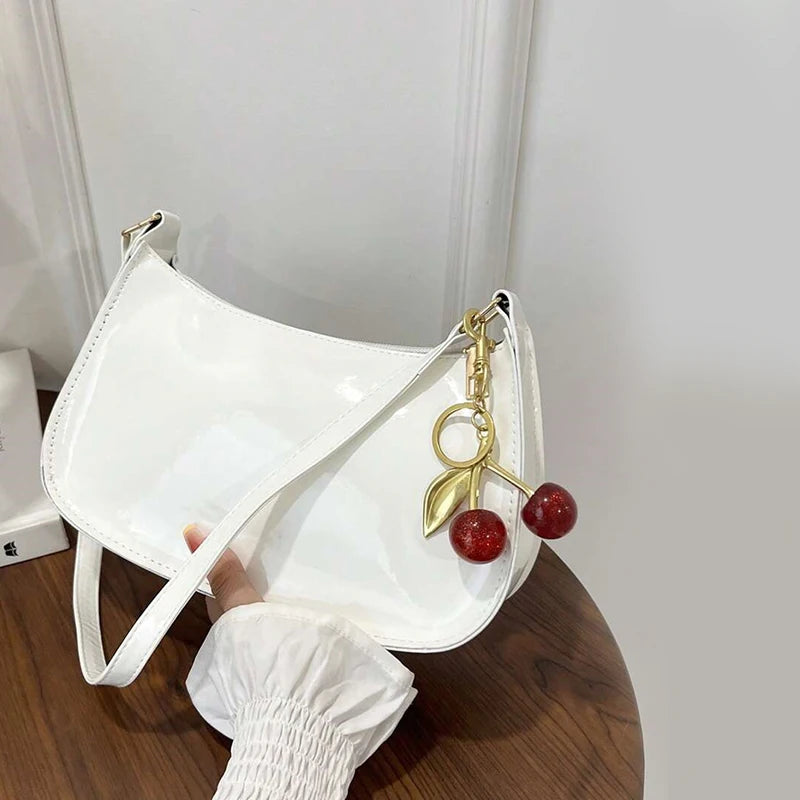 Cherry Pendant Flap Shoulder Bag