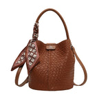 Woven-Effect PU Bucket Bag