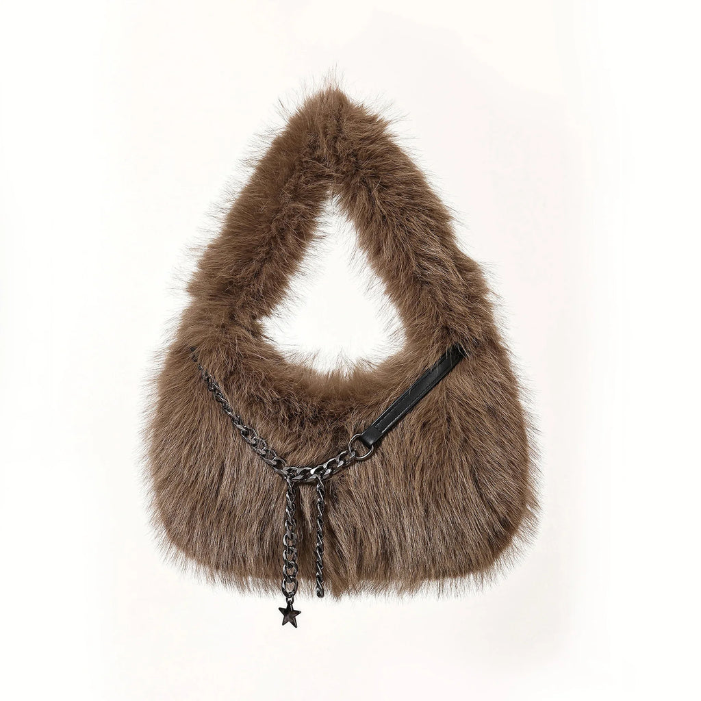 Faux Fur Chain Handbag