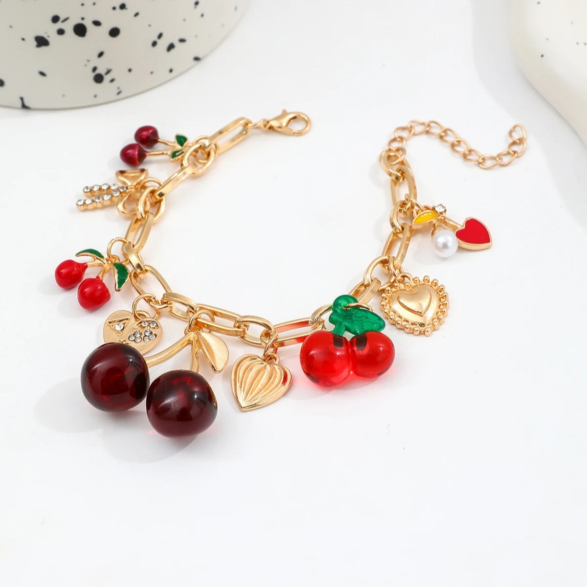 Handmade Cherry Bow Bracelet