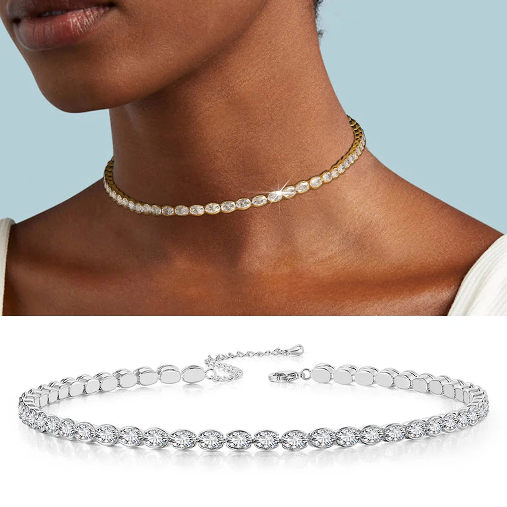 Dainty Oval Crystal Necklace