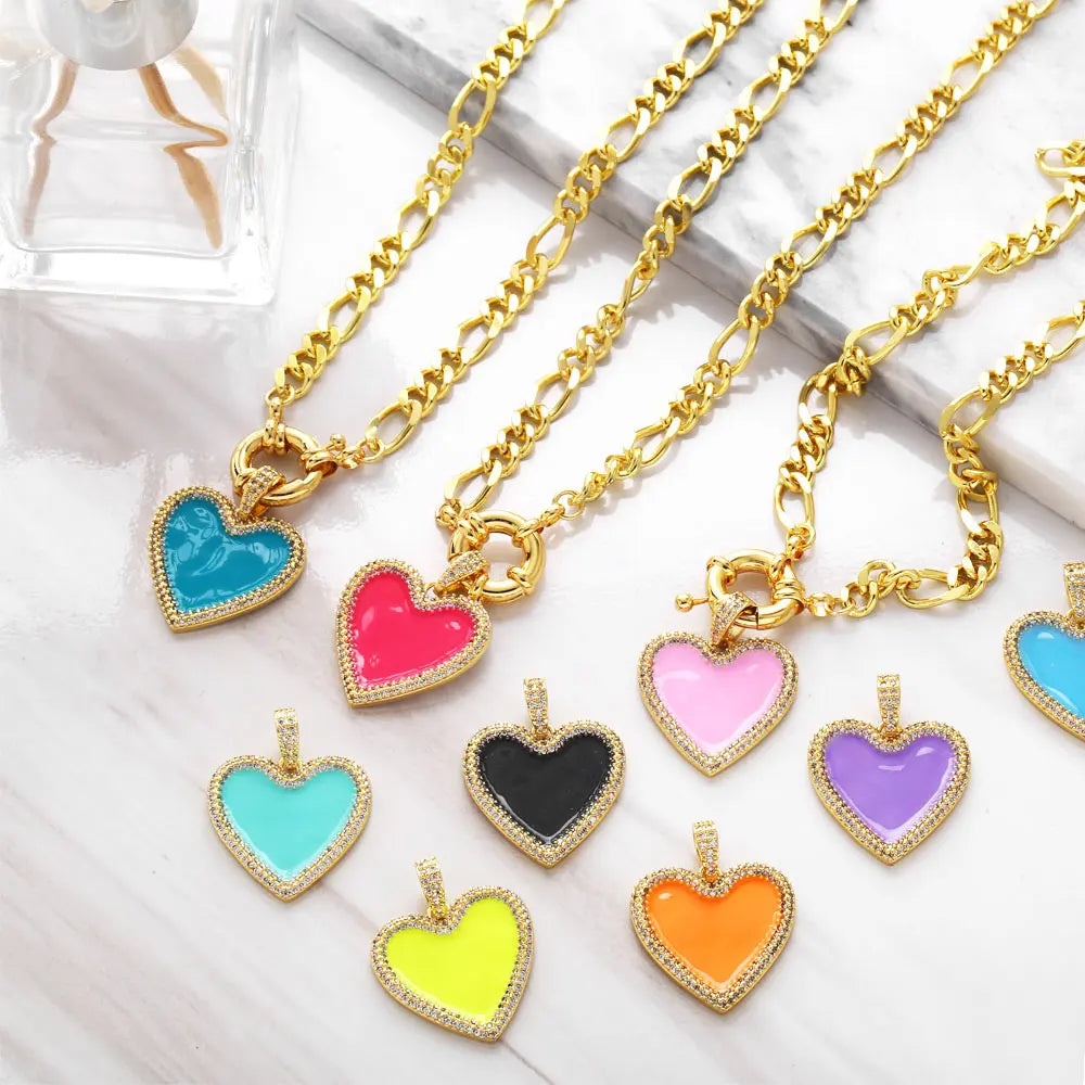 Copper Zircon Colorful Pendant Necklace