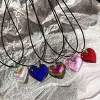Red Heart Glass Pendant Necklace