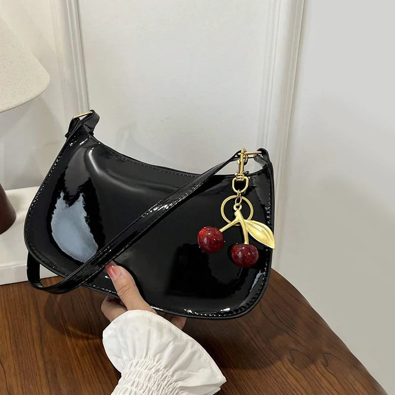 Cherry Pendant Flap Shoulder Bag