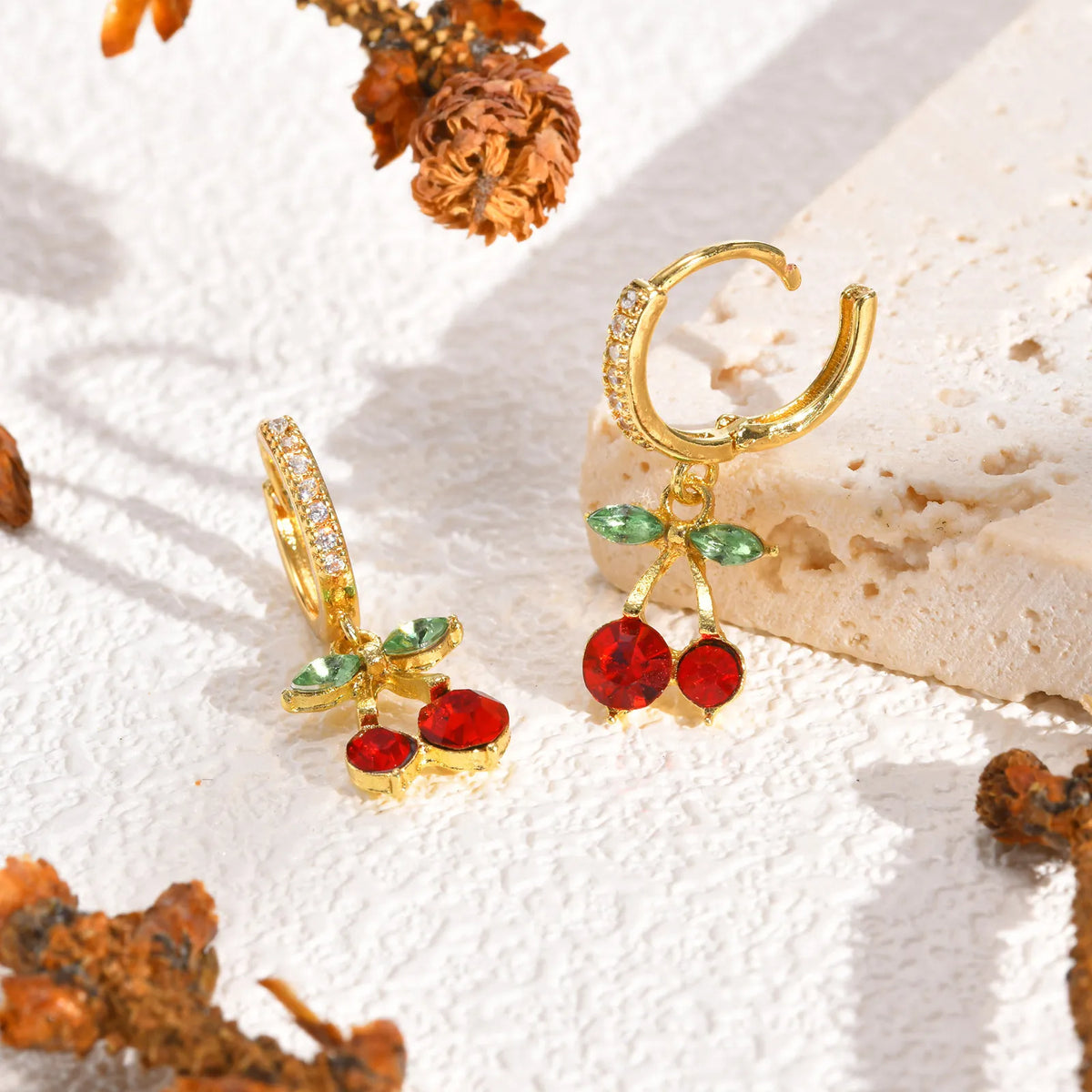 Cherry Zirconia Dangle Earrings