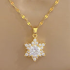 Golden Stainless Steel Pendant Necklace